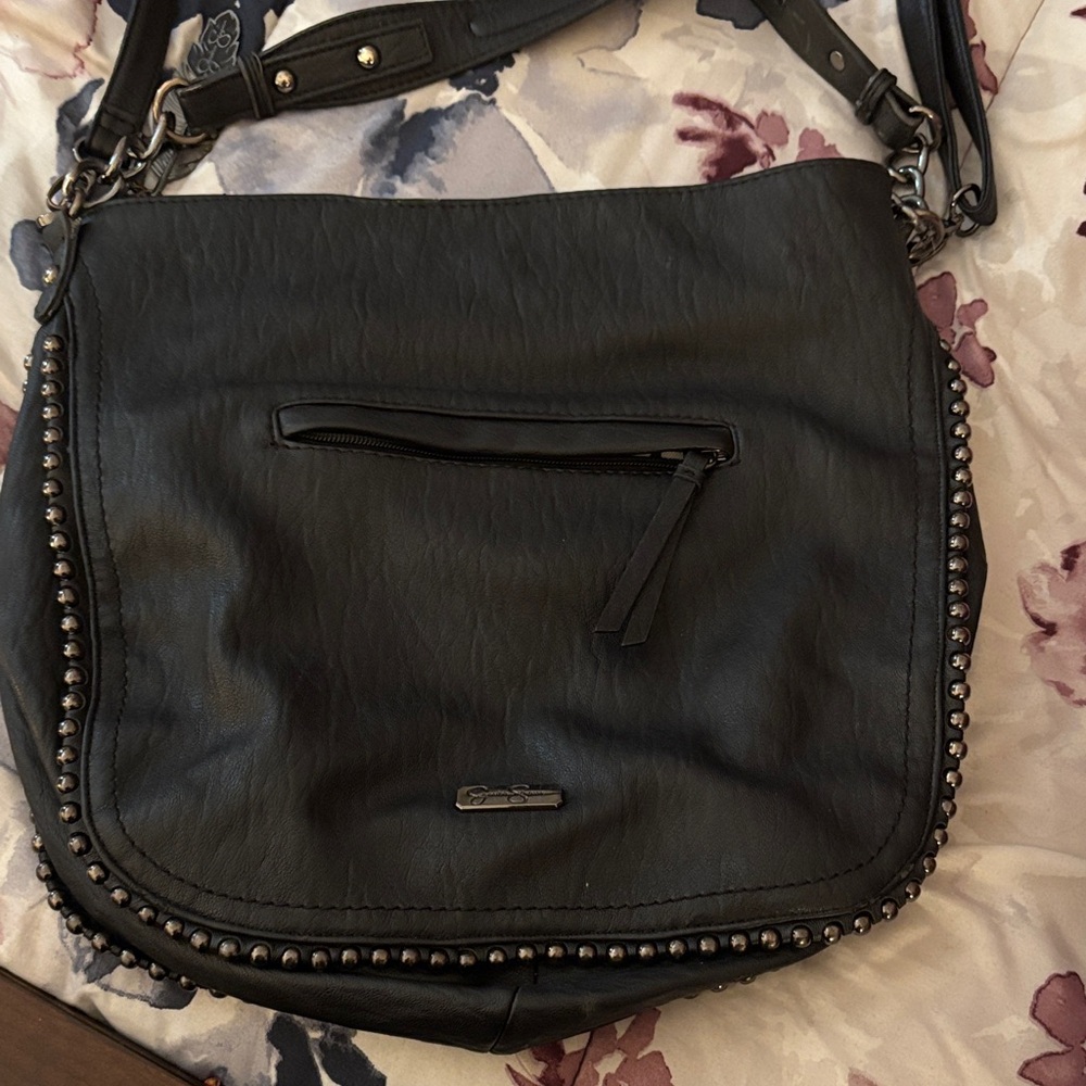 Jessica Simpson Black Studded Shoulder Bag